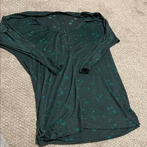 Free People Green Star Pajama Top